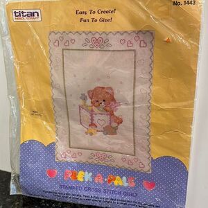 Titan Needlecraft -Peek-A Pals-Kitty Cross Stitch Quit - size 32” x 42”